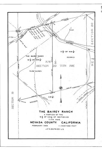 Click to see The Bairey Ranch, 1953 of Allan Beeson Survey Maps Book EL