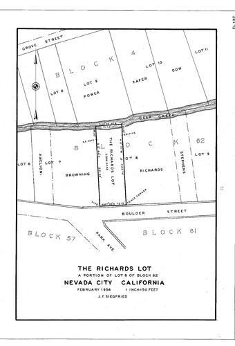 Click to see The Richards Lot, 1954 of Allan Beeson Survey Maps Book EL