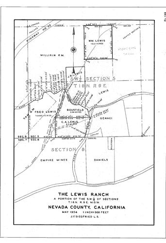 Click to see The Lewis Ranch, 1954 of Allan Beeson Survey Maps Book EL