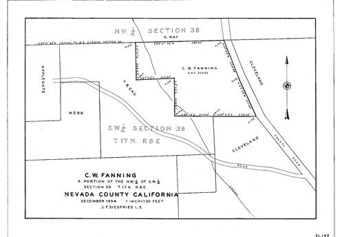 Click to see C. W. Fanning, 1954 of Allan Beeson Survey Maps Book EL