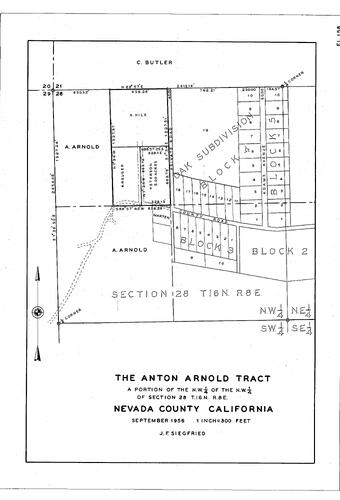 Click to see The Anton Arnold Tract, 1956 of Allan Beeson Survey Maps Book EL