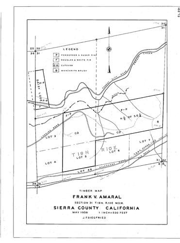 Click to see Frank V. Amaral Timber Map, 1958 (Sierra County) of Allan Beeson Survey Maps Book EL