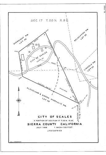 Click to see City of Scales (Sierra County), 1958 of Allan Beeson Survey Maps Book EL
