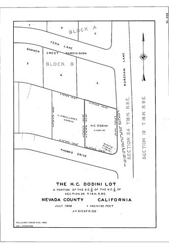 Click to see The H.C. Dodini Lot, 1958 of Allan Beeson Survey Maps Book EL