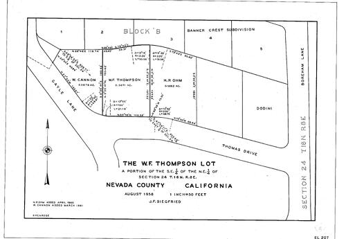 Click to see The W. F. Thompson Lot, 1958 of Allan Beeson Survey Maps Book EL