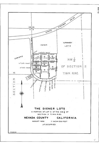 Click to see The Diener Lots, 1958 of Allan Beeson Survey Maps Book EL