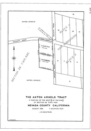 Click to see The Anton Arnold Tract, 1958 of Allan Beeson Survey Maps Book EL