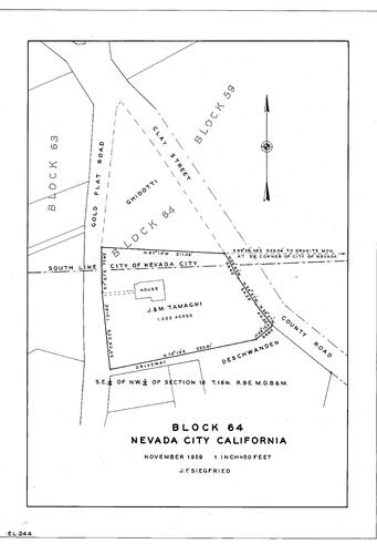 Click to see Nevada City Block 64, 1959 of Allan Beeson Survey Maps Book EL