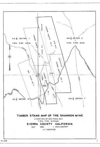 Click to see Timber Stand Map of the Shannon Mine, 1963 of Allan Beeson Survey Maps Book EL