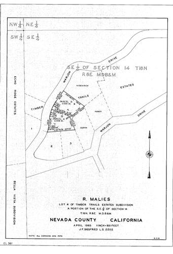 Click to see R. Malies, 1965 of Allan Beeson Survey Maps Book EL