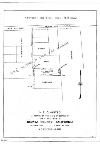 Click to see H. F. Olmstead, 1965 of Allan Beeson Survey Maps Book EL