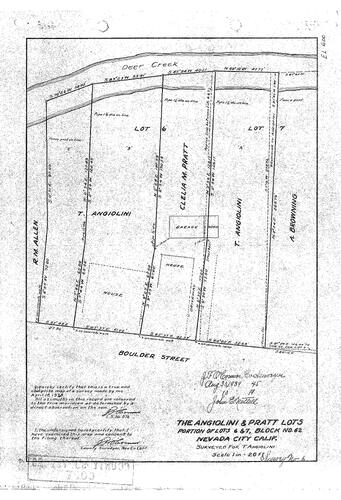 Click to see The Angiolini & Pratt Lots, 1939 of Allan Beeson Survey Maps Book EL