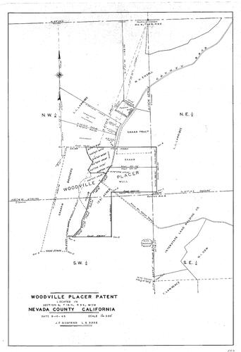 Click to see Woodville Placer Patent, 1945 of Allan Beeson Survey Maps Book ER