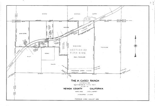 Click to see The H. Casci Ranch, 1946 of Allan Beeson Survey Maps Book ER
