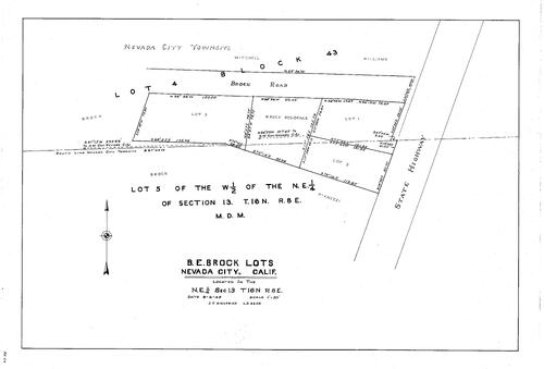 Click to see B. E. Brock Lots, 1945 of Allan Beeson Survey Maps Book ER
