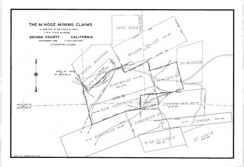 Click to see The M. Hoge Mining Claims, 1948 of Allan Beeson Survey Maps Book ER