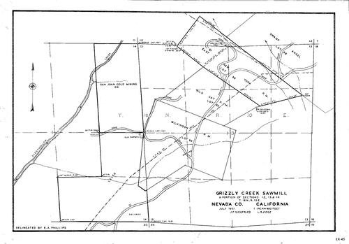 Click to see Grizzly Creek Sawmill, 1951 of Allan Beeson Survey Maps Book ER