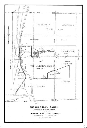 Click to see The H. H. Brown Ranch, 1951 of Allan Beeson Survey Maps Book ER