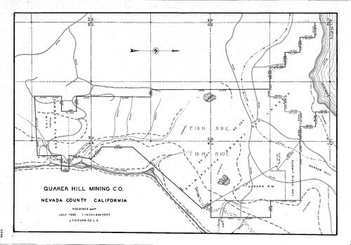 Click to see Quaker Hill Mining Co. Holdings Map, 1955 of Allan Beeson Survey Maps Book ER