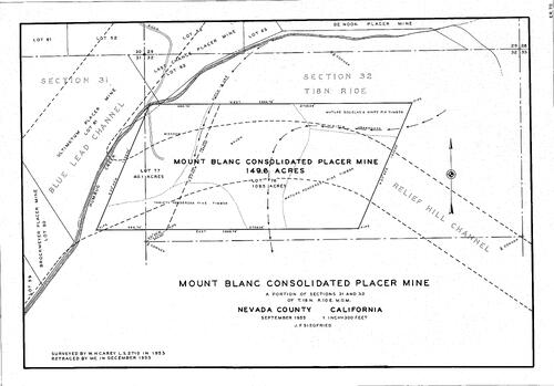 Click to see Mount Blanc Consolidated Placer Mine, 1955 of Allan Beeson Survey Maps Book ER