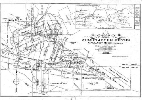Click to see Mayflower Mines, Nevada City Mng, Dist., 1931 of Allan Beeson Survey Maps Book ER