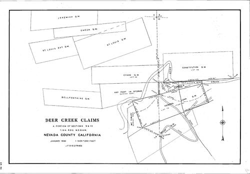 Click to see Deer Creek Claims, 1960 of Allan Beeson Survey Maps Book ER
