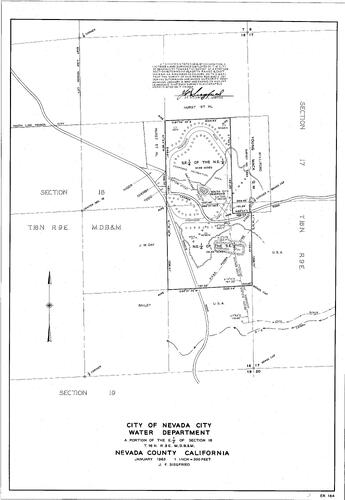 Click to see Nevada City Water Department, 1963 of Allan Beeson Survey Maps Book ER
