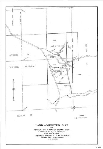 Click to see Nevada City Water Dept. Land Acquisition Map, 1968 of Allan Beeson Survey Maps Book ER