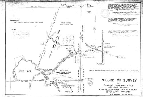 Click to see Record of Survey, Oakland Camp Fire Girls, 1962 of Allan Beeson Survey Maps Book ER