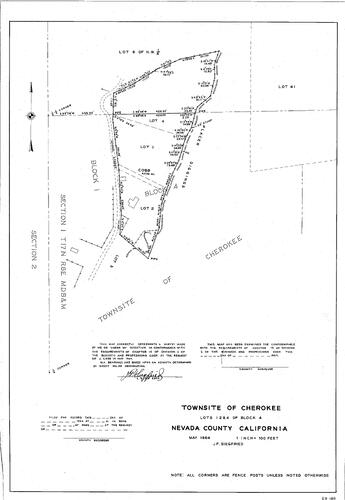 Click to see Townsite of Cherokee, 1964 of Allan Beeson Survey Maps Book ER