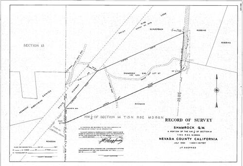 Click to see Record of Survey, Shamrock Q. M., 1964 of Allan Beeson Survey Maps Book ER