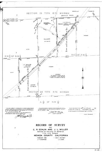 Click to see Record of Survey, C.R. Echlin & J. L. Miller, 1966 of Allan Beeson Survey Maps Book ER