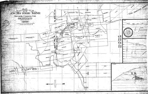 Click to see Ancho Erie Mine, 1948 of Allan Beeson Survey Maps Book ER