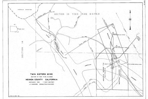 Click to see Twin Sisters Mine, 1965 of Allan Beeson Survey Maps Book ER