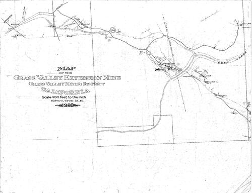 Click to see Grass Valley Extension Mine, 1933 of Allan Beeson Survey Maps Book ER