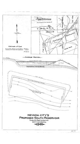 Click to see Nevada City's Proposed South Reservoir, 1944 of Allan Beeson Survey Maps Book ER
