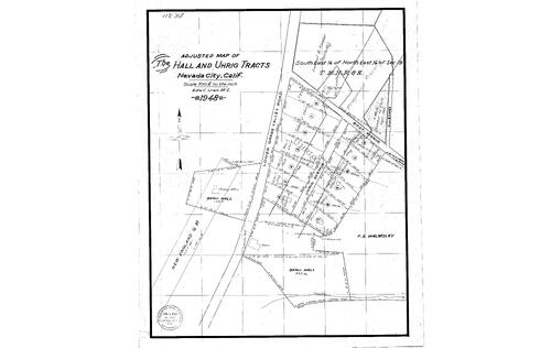 Click to see Adjusted Map, Hall & Uhrig Tracts, 1948 of Allan Beeson Survey Maps Book ER