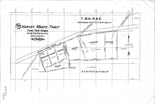 Click to see Harvey Maatz Tract, 1948 of Allan Beeson Survey Maps Book ER