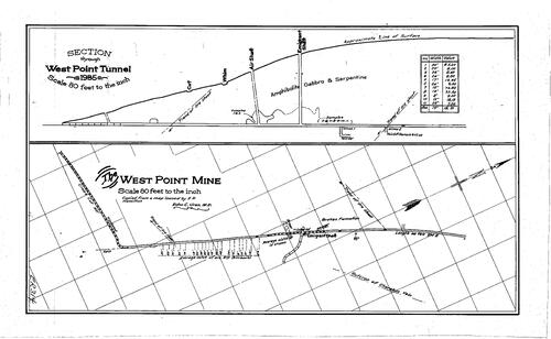 Click to see West Point Tunnel & Mine, 1935 of Allan Beeson Survey Maps Book ER