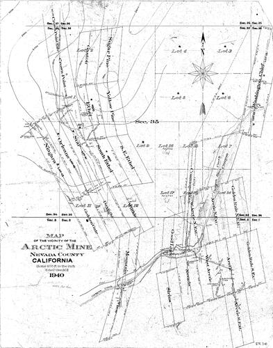 Click to see Arctic Mines & Vicinity, 940 (prelim drawing?) of Allan Beeson Survey Maps Book ER