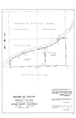 Click to see Record of Survey for Bowen-Oliver, 1966 of Allan Beeson Survey Maps Book ER