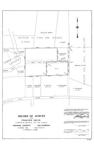 Click to see Record of Survey for Francis David, 1966 of Allan Beeson Survey Maps Book ER