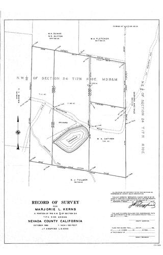 Click to see Record of Survey for Marjorie L. Kerns, 1966 of Allan Beeson Survey Maps Book ER