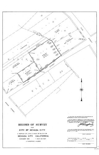 Click to see Survey for Nevada City Block 28, lots 2 & 3 of Allan Beeson Survey Maps Book ER