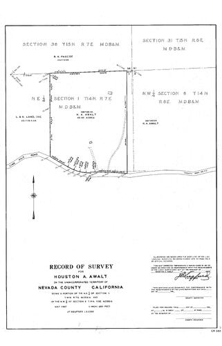 Click to see Record of Survey for Houston A. Awalt of Allan Beeson Survey Maps Book ER