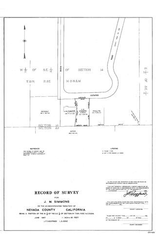 Click to see Record of Survey for J. M. Simons, 1967 of Allan Beeson Survey Maps Book ER