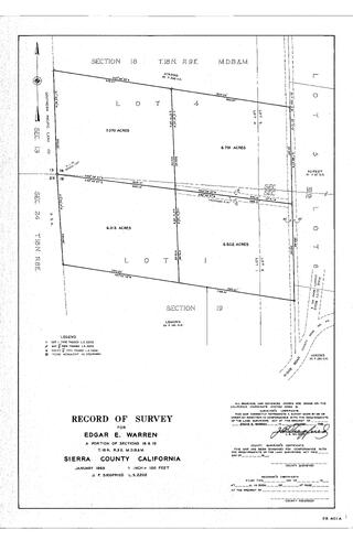 Click to see Record of Survey for Edgar E. Warren, 1968 of Allan Beeson Survey Maps Book ER