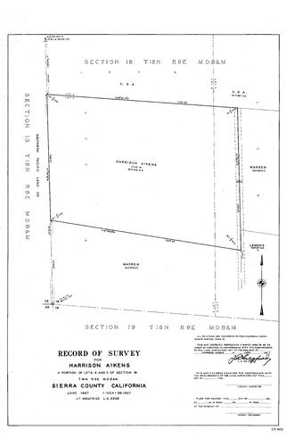 Click to see Record of Survey for Harrison Aikens, 1967 of Allan Beeson Survey Maps Book ER