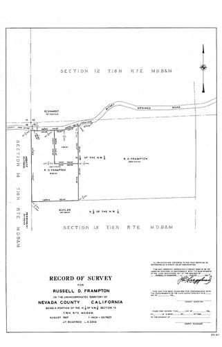 Click to see Record of Survey for Russell D. Frampton, 1967 of Allan Beeson Survey Maps Book ER