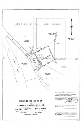 Click to see Record of Survey for GravadaEnterprises Inc., 1967 of Allan Beeson Survey Maps Book ER